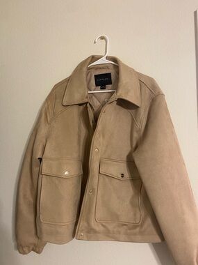 Sanctuary Beige Suede Bomber Jacket
